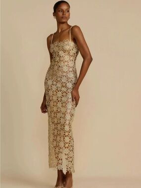 Arcina Ori Gold Maxi Slip with Spaghetti Straps